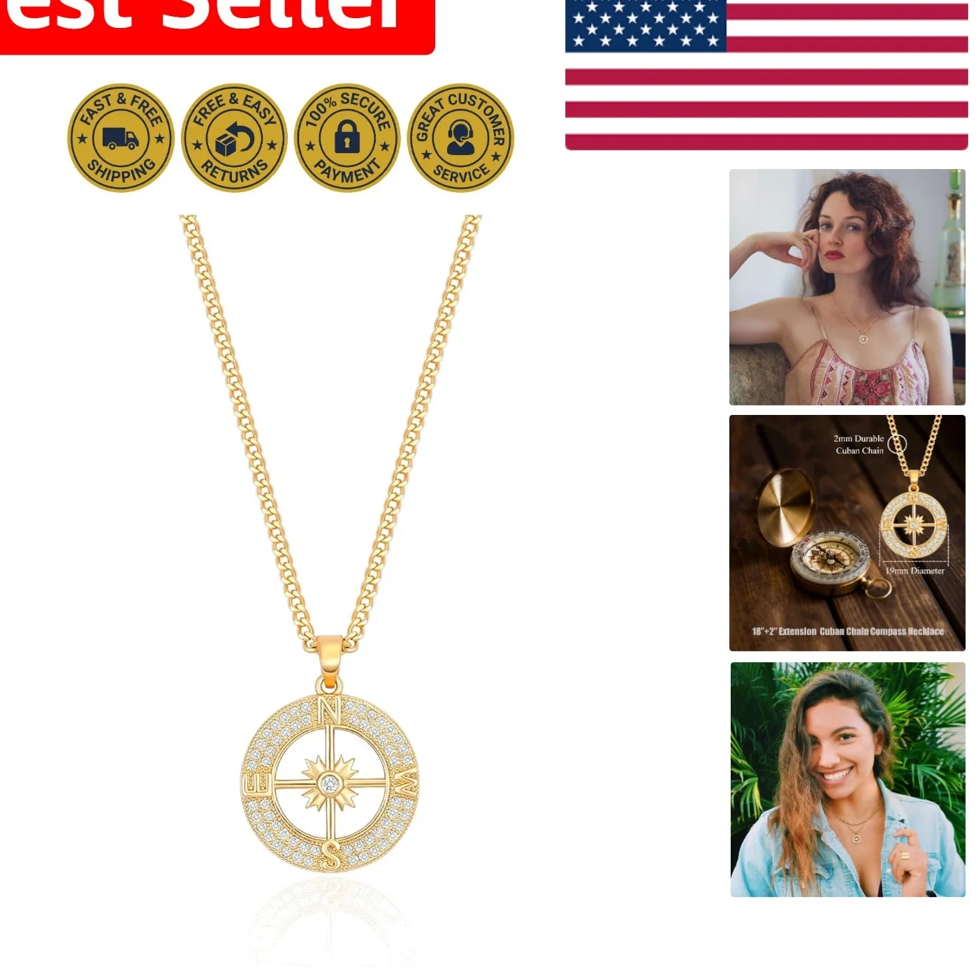 Authentic The Celestial Navigator: Baroque Pearl & Gold Compass Talisman
