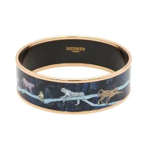 Authentic The Galaxie Enamel Jungle Camouflage Bangle in Rose Gold