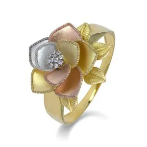 Authentic Celestial Tri‑Hue Gold‑Plated Bridal Bangle with Starlight Zirconia