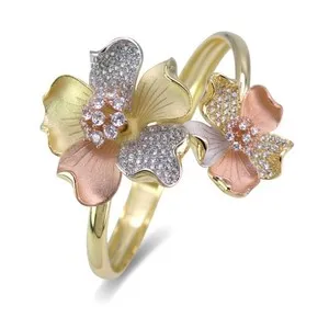 Authentic Radiant Tri-Tone Illumination Gold Plated Bridal Bangle