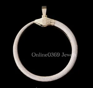 Authentic Celestial Serpent: 2.89 ct VVS Moissanite Snake Pendant, Gold-Plated for Protection