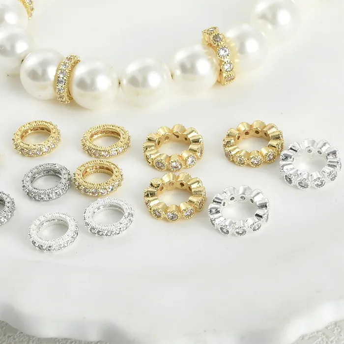 Authentic 18K Plated Gold Thick Silver Color Retention Large Hole Wheel Bead Spacer Diy Handmade Bracelet Necklace Accessories