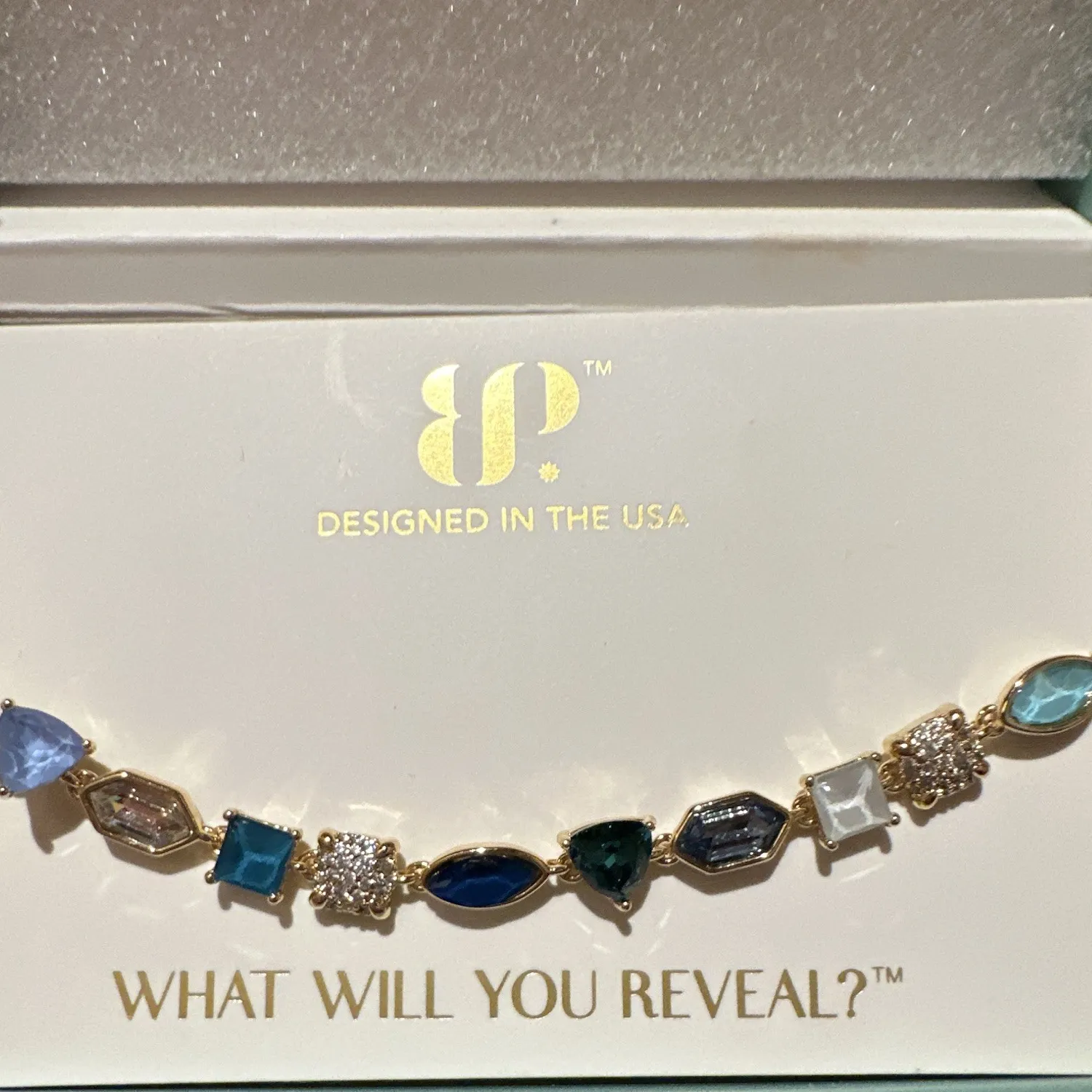 Authentic BP Jewel Candy Maldive Mirage Gold Plated Blue Compass Bracelet BR73251