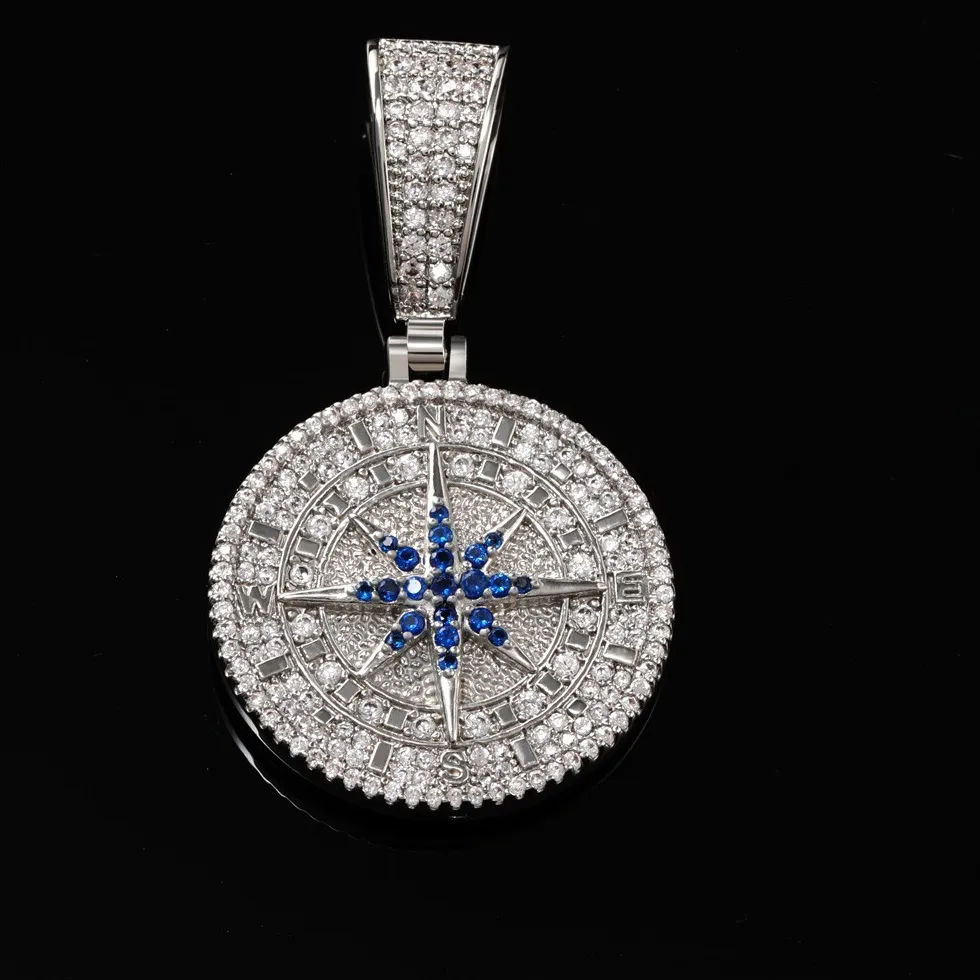 Authentic Celestial Compass Pendant with 2‑Ct Radiant Lab‑Created Diamond – 14K White Gold Aura