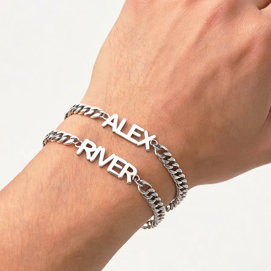 Authentic Custom Name Bracelet With 5Mm Wdith Cuban Link Birthday Jewelry For Boyfriend Personalized