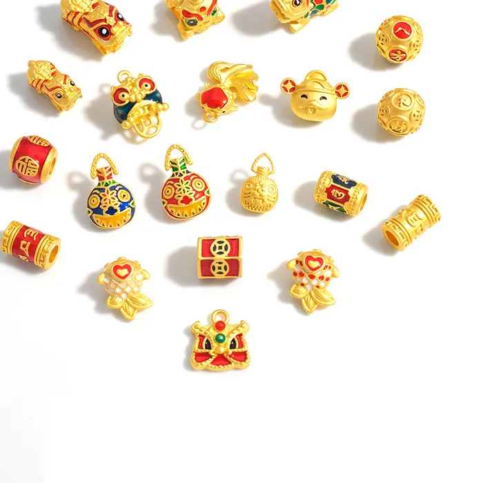 Authentic 1pc Om Mane Padme Hum Beads Lucky Fortune Wealth Swallow Beast Charms Jewelry Making DIY Bracelets Necklace Accessory