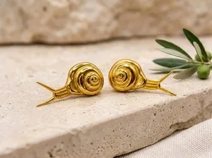 Authentic The Golden Spiral of Patience: 18ct Gold-Plated Snail Statement Stud Earrings