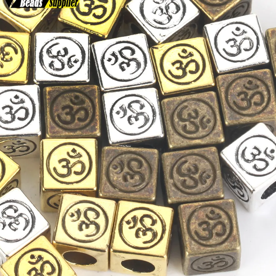 Authentic Sacred Om Antique Gold Spacer Beads For Mystic Jewelry Creation