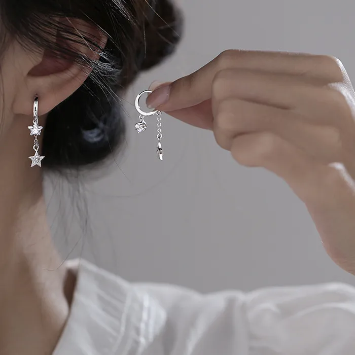 Authentic Celestial Starlight Tassel Earrings in Sterling Silver