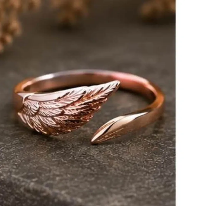 Authentic The Celestial Pinion: Adjustable Rose Gold Vermeil Angel Wing Ring