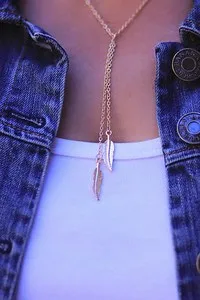 Authentic Gold Plated Layer Necklace Feather Jewelry