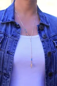 Authentic Gold Plated Layer Necklace-Beads Feather Jewelry