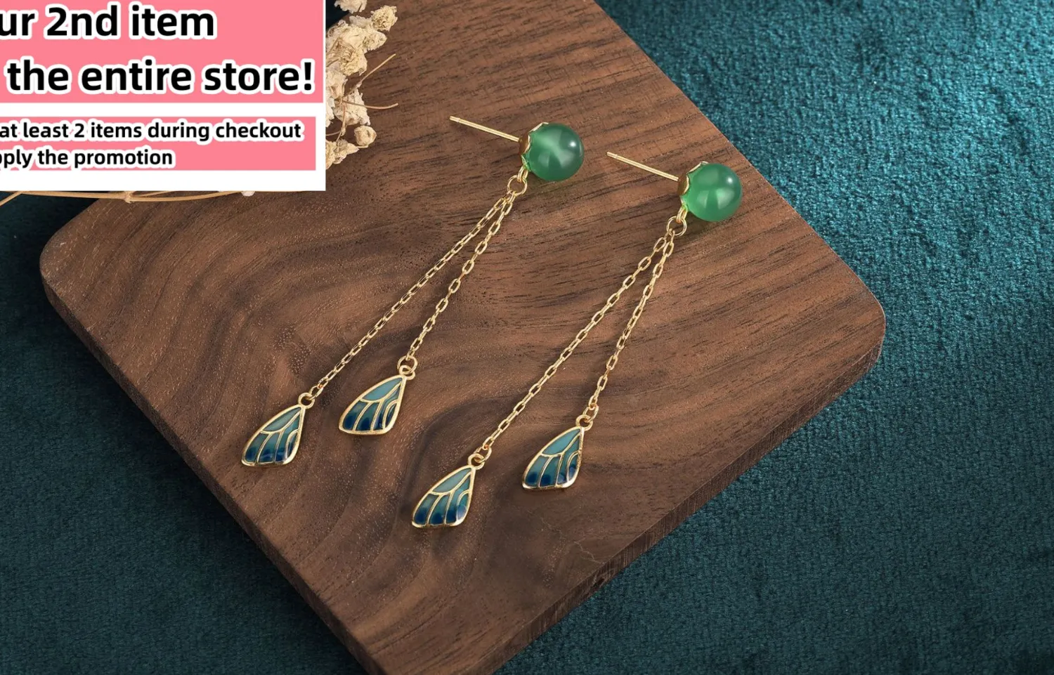 Authentic Ethereal Jade Feather Drop Earrings – 18K Gold‑Plated Serenity