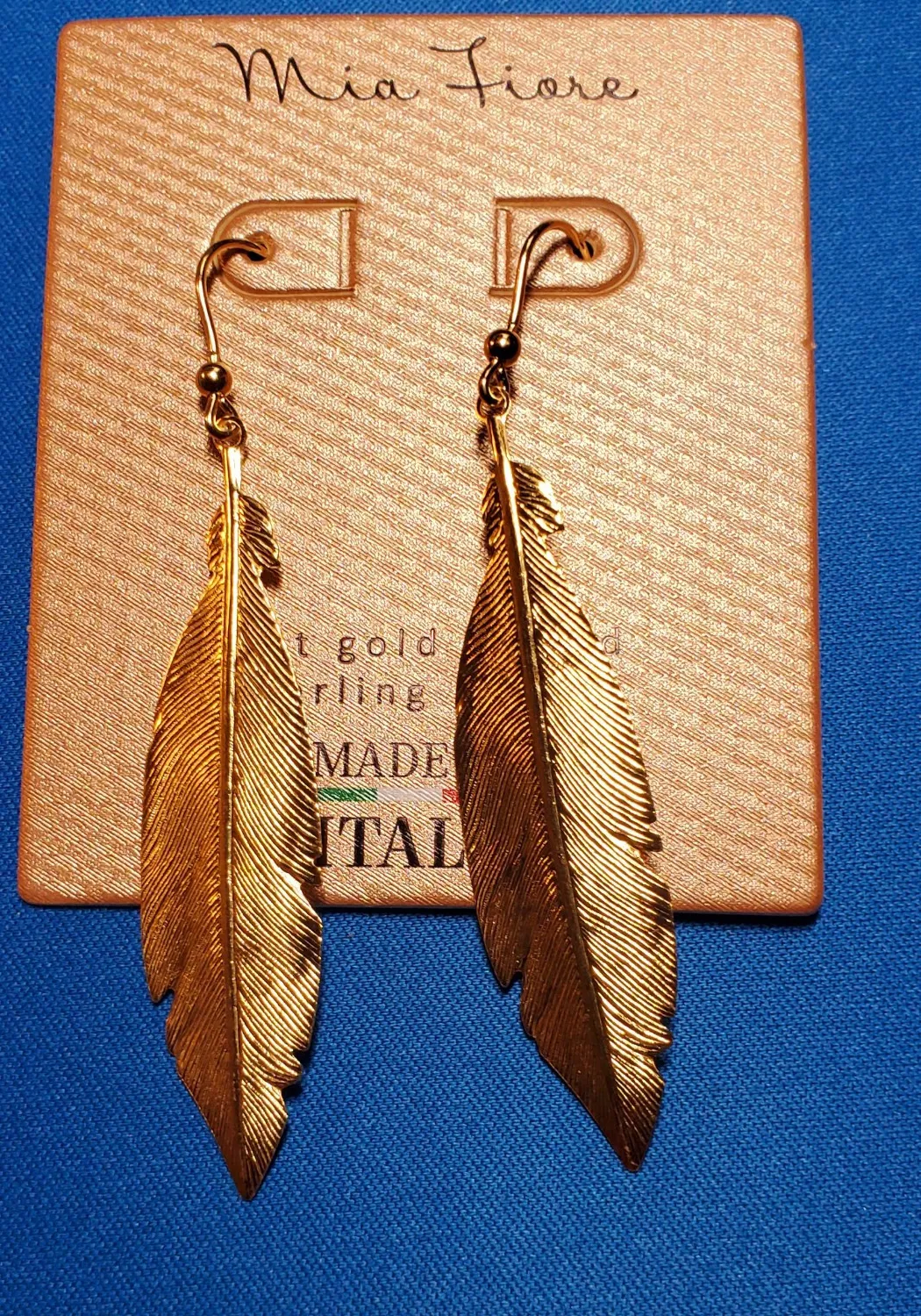 Authentic Celestial Plumage: 18kt Gold-Plated Sterling Silver Feather Earrings