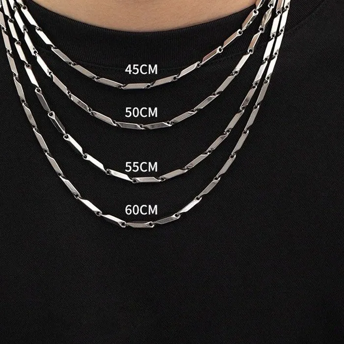Authentic 1Pcs Punk Hip- Hop Link Chain Necklace Silver Color Male Jewelry Cadenas Para Hombre Accessories