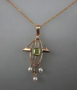Authentic The Ethereal Bloom: Art Nouveau Peridot and Pearl Talisman