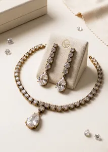 Authentic Gold Plated Feather Necklace Set for Women Matching Earrings Indian Jewelry
