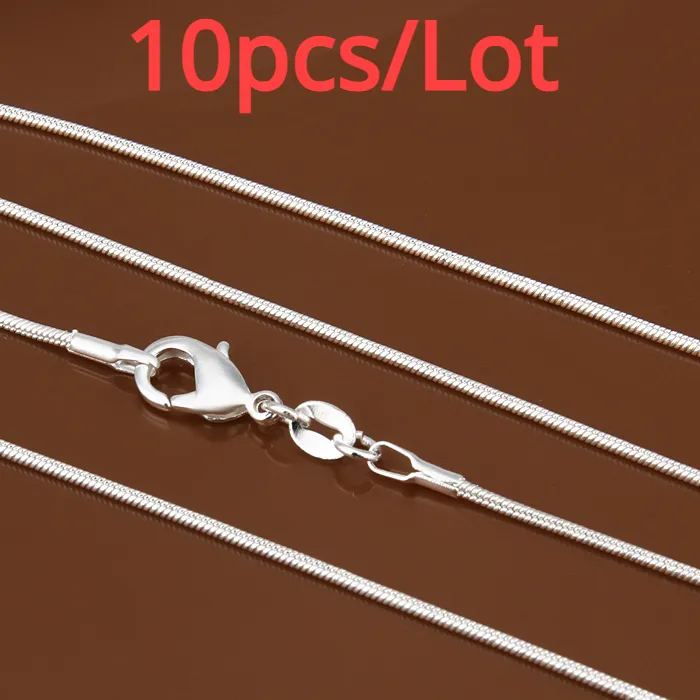 Authentic 10PCS 925 sterling Silver 1MM Snake chain Necklace For man Women 16-24 inches party wedding accessories Jewelry gifts