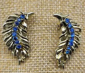 Authentic Celestial Plumes: Vintage Azure Leaf Amulets