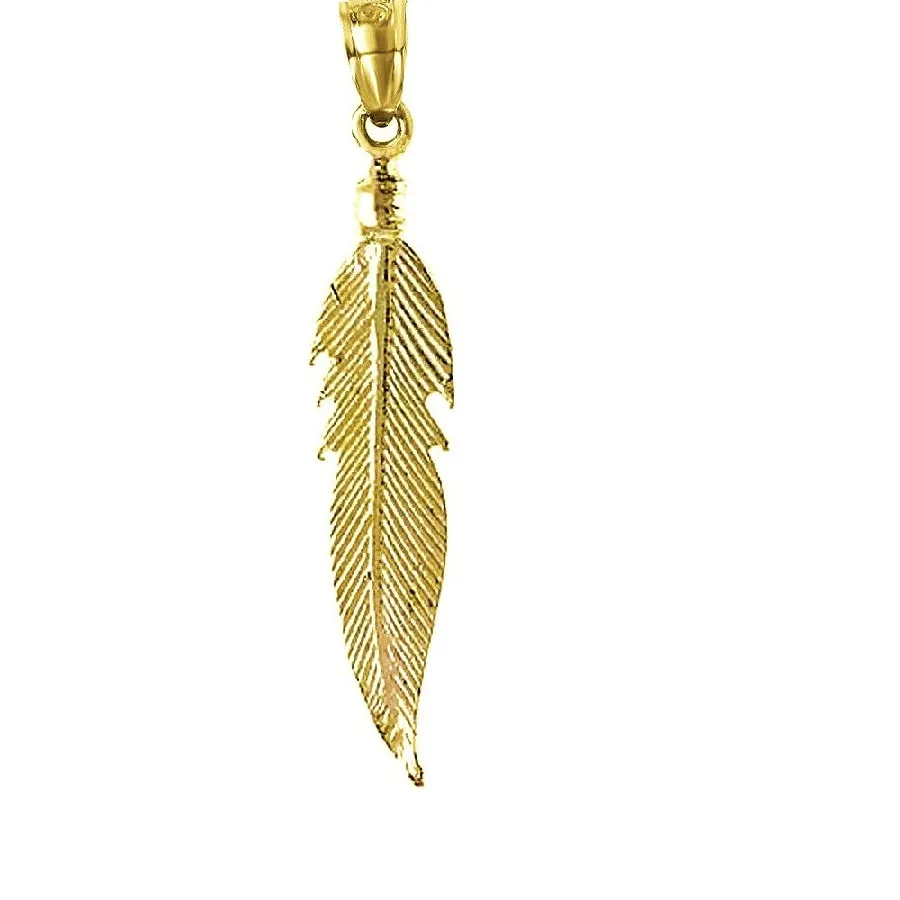 Authentic Double-Sided Feathered Whispers of Protection - Sterling Silver Yellow Gold Plated Necklace & Charm