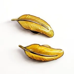 Authentic Dragsted Denmark Gold Plated Sterling Silver Feather Clip On Earrings #70790