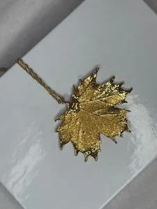 Authentic The Golden Canopy Sugar Maple Leaf Talisman on Thirty Inch Rope Chain