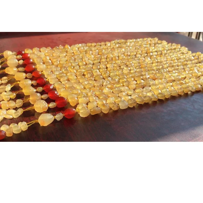 Authentic Factory Natural Alashan Gobi Rough Stone Agate Yellow Rock Sugar Necklace