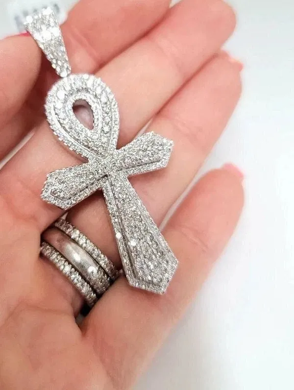 Authentic Celestial Ankh Cross: 3ct Moissanite, Gold-Plated Guardian