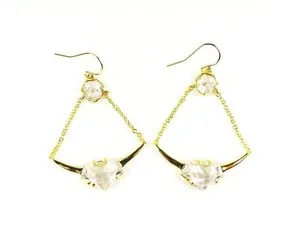 Authentic Alexis Bittar Sparkling Gold-Plated Clea Cubic Zirconia Chandelier Earrings