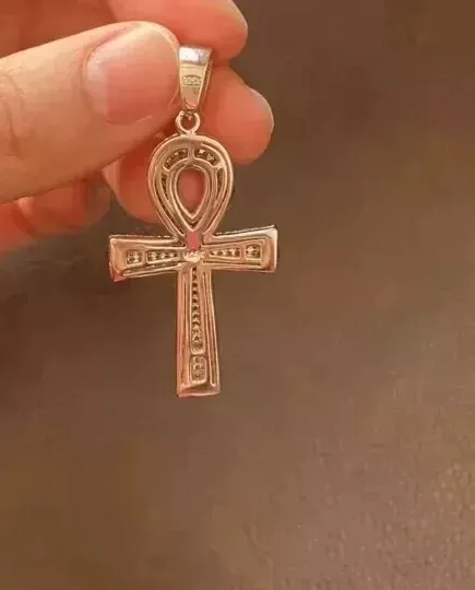 Authentic The Key of Eternal Life: 2Ct Round Cut Ankh Pendant in Radiant 14k Gold Finish
