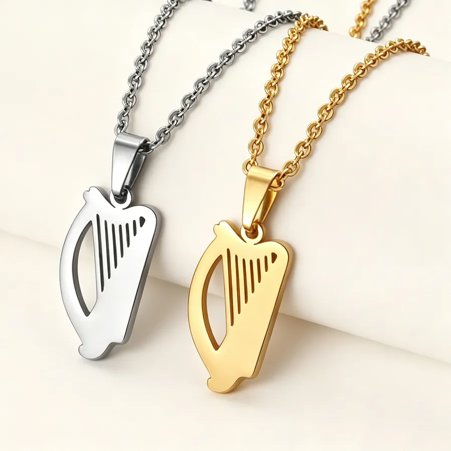 Authentic Echoes of Éirinn: Protective Harp of Ireland Pendant