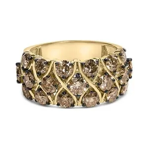 Authentic Celestial Lattice Band – 10K Gold‑Plated Silver Ring with 3‑Carat Champagne Diamond Radiance