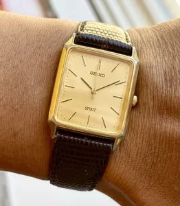 Authentic The 1996 Seiko Spirit Tank Gold-Plated Quartz Talisman