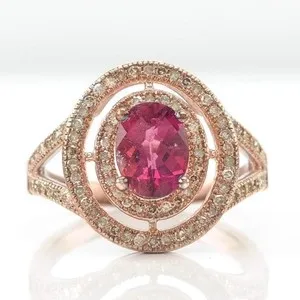 Authentic Mystic Rose‑Gold Tourmaline & Diamond Sigil Ring – Size 7