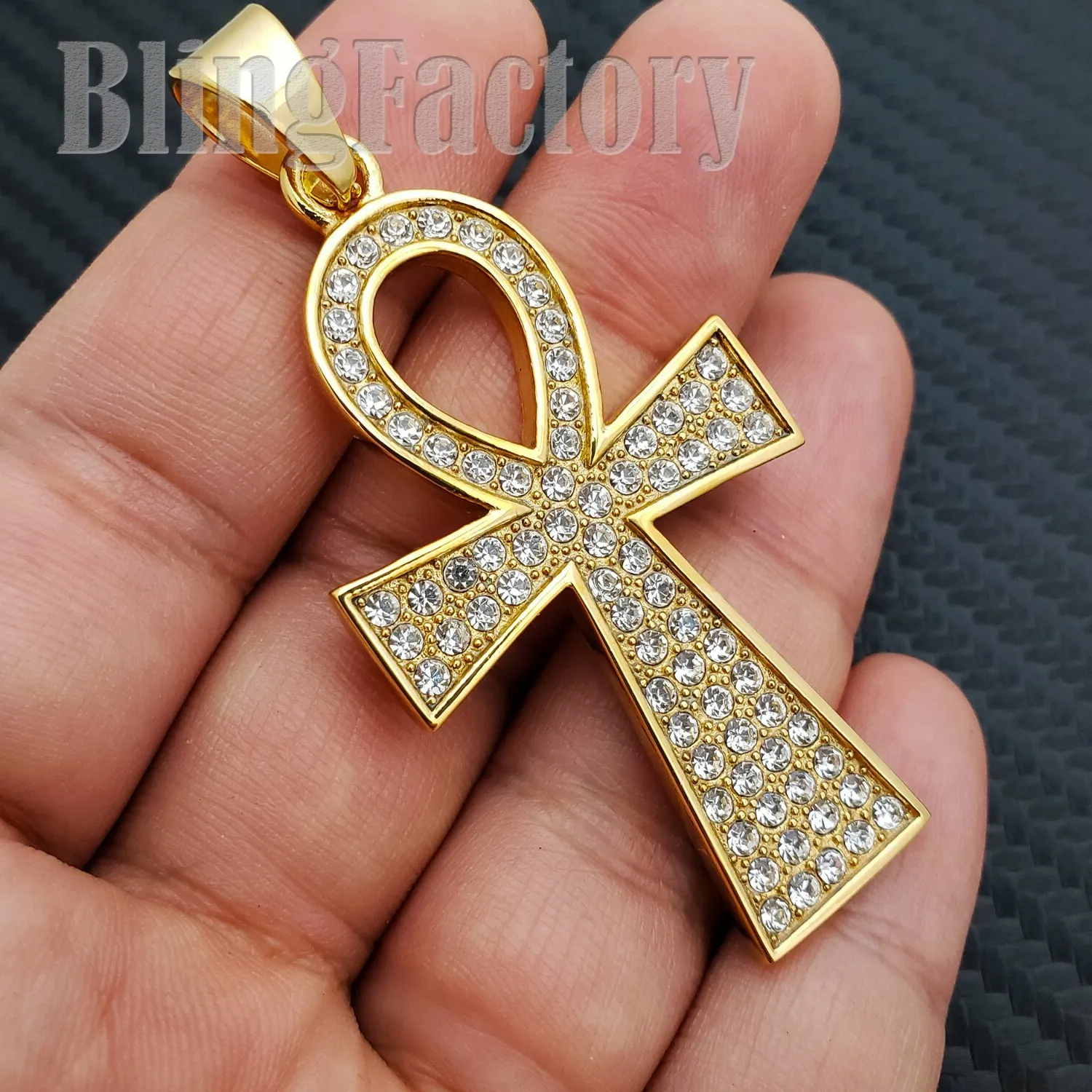 Authentic The Golden Key of Eternity: Iced Ankh Cross Talisman