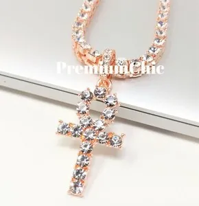 Authentic The Eternal Key: Rose Gold Ankh and Iced Tennis Chain