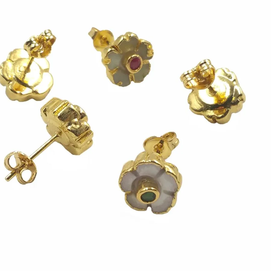 Authentic Radiant Blossom Talisman: Gilded Mother-of-Pearl and Crystal Studs