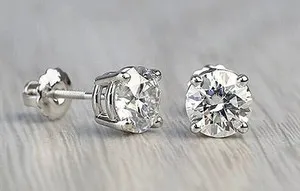 Authentic Celestial Radiance: 2Ct Round-Cut Moissanite Studs in Gilded Light