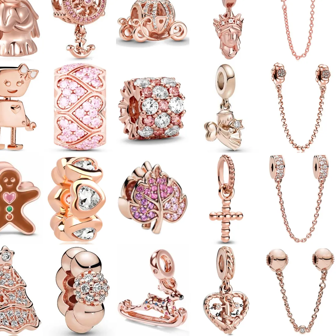Authentic Beautiful 925 Sterling Rose Gold Anchor Angel Leaf Charm Of 925 Chain Bead Fit Original Bracelet Accessories DIY Ladies Jewelry