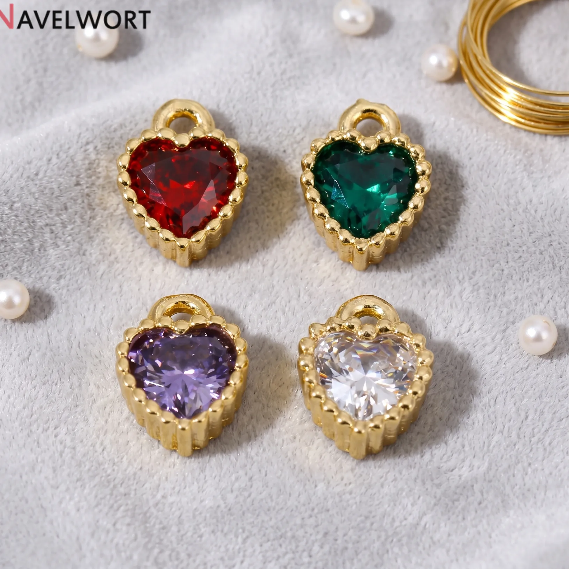 Authentic 5/10Pcs 5x6.5mm 18K Gold Plated Heart Pendant Mini Heart Crystal Glass Charms For Bracelet Neckalce Making Supplies