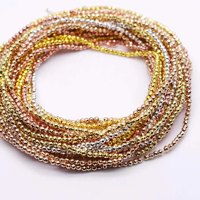 Authentic 2mm 200pcs Gold Color Crystal Glass Beads Seed Small Beads Round Faceted Charm Loose Spacer Beads For Jewelry Making DIY Ring