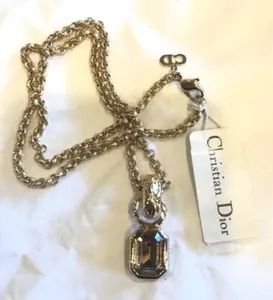 Authentic Enchanted Vintage Dior Gold‑Plated Topaz Necklace – Signed Elegance