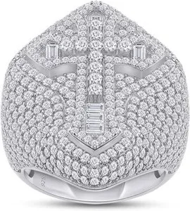 Authentic The Sovereign Light Cross Moissanite Ring in Radiant White Gold Vermeil