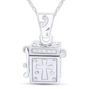 Authentic Sacred Devotion: 14K White Gold Plated Box Locket for Spiritual Guidance