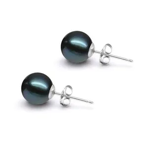 Authentic Sacred Blue Harmony: 5-10mm Japanese Akoya Pearl Stud Earrings for Spiritual Balance