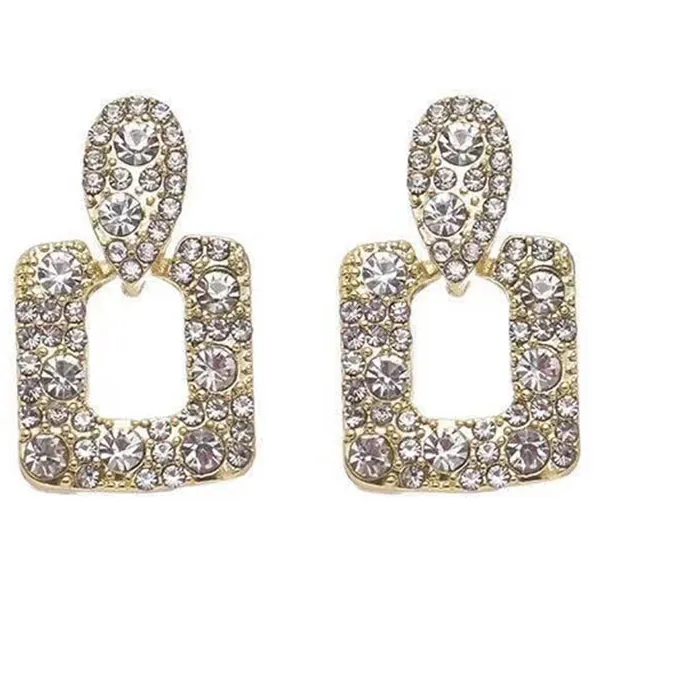 Authentic Radiant Crystal Geometry Square Earrings