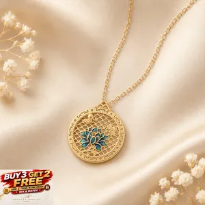 Authentic Lotus Blossom of Enlightenment - 18K Gold Plated Jade Charm