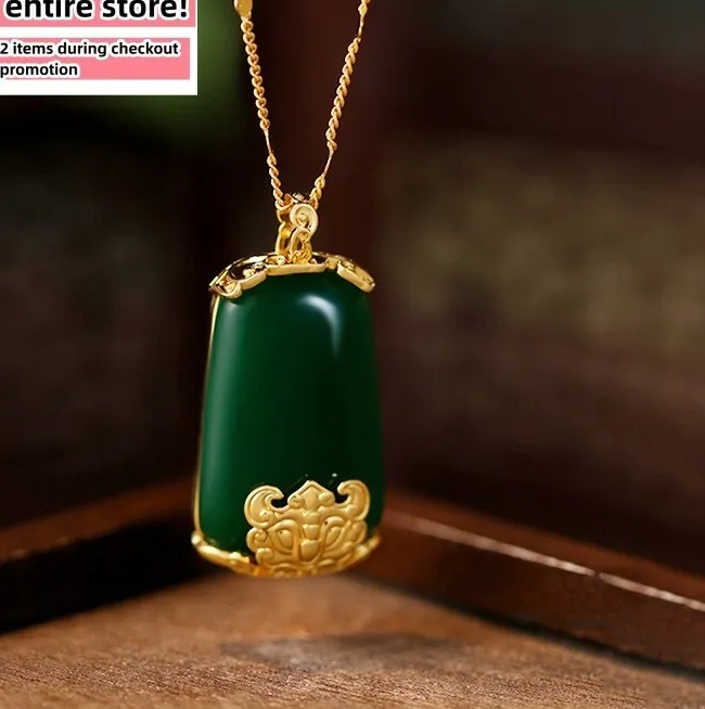 Authentic The Verdant Sanctuary Jade and 18K Gold Filigree Talisman