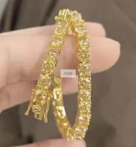 Authentic Weave of Golden Light: Yellow Moissanite Tennis Chain