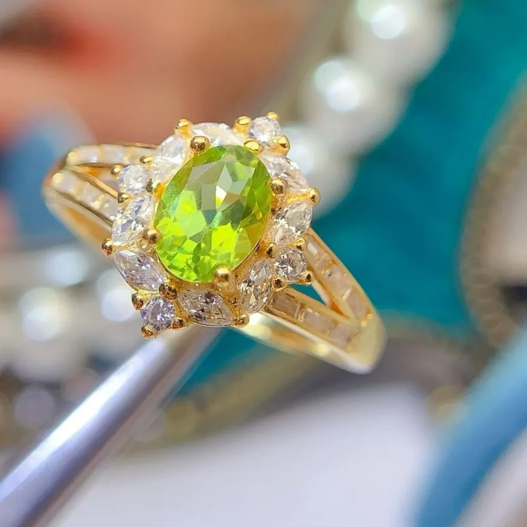 Authentic Peridot's Sacred Flame: 925 Silver Ring of Renewal
